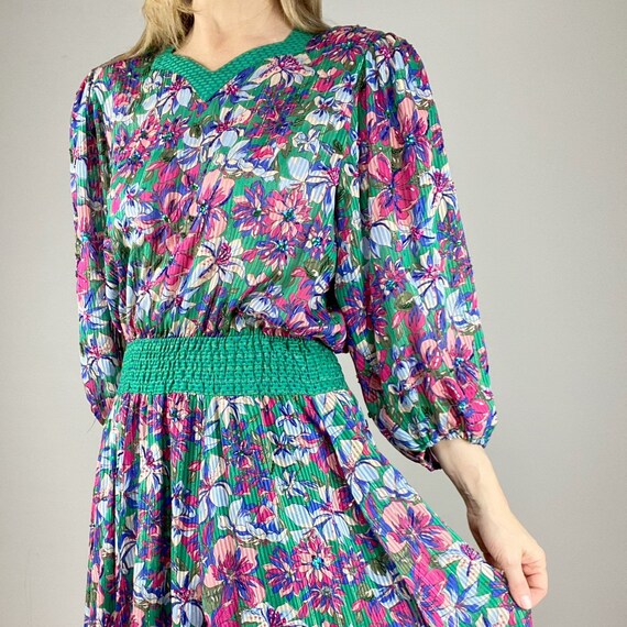 Diane Freis Dress, Green Red Beaded Dress