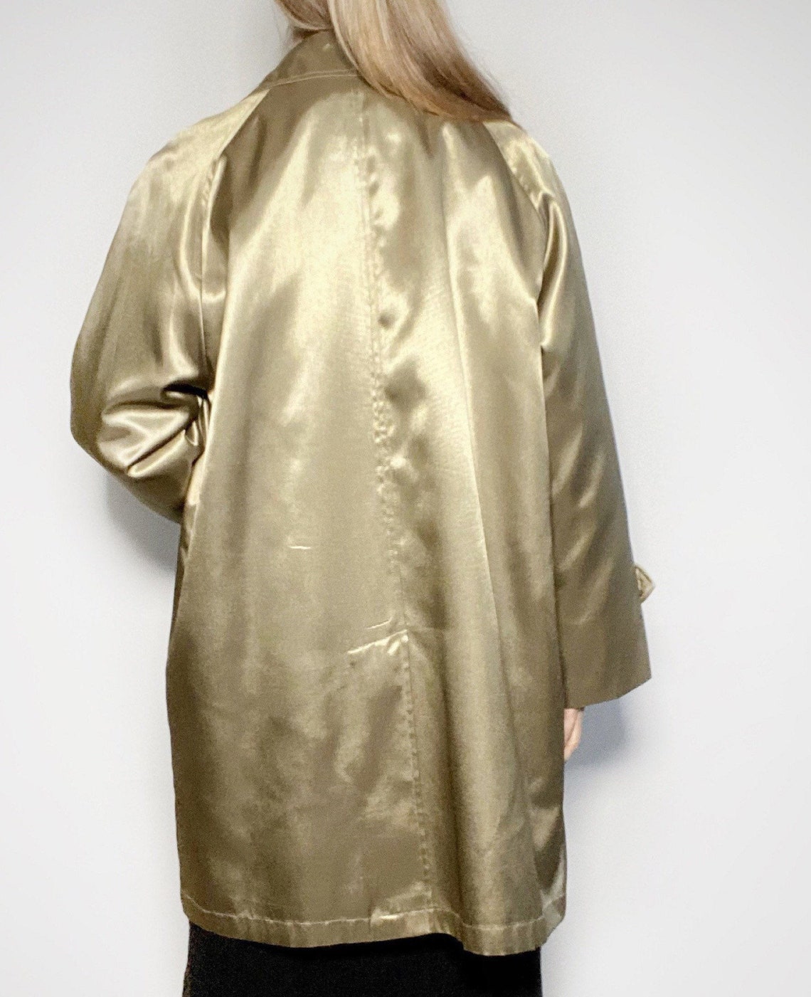 Shiny Gold Coat Metallic Overcoat Sanyo Trench Raincoat Etsy