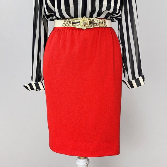 Orange Pencil Skirt, Ungaro Skirt, Wool Skirt, Ski