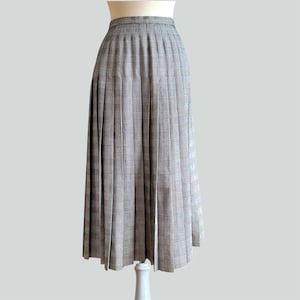 Vintage Pleated Wool Skirt, Glenn Plaid Skirt, Classic Look Skirt, Black, Gray and White, Ankle Length Skirt,
