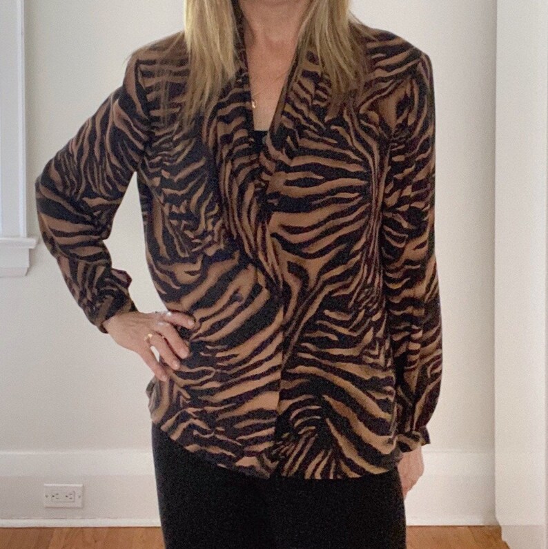 Chemisier imprimé animal des années 80 blouse à double | Etsy