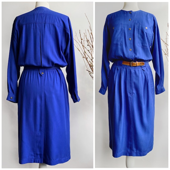 Oversized Blue Shirtdress, 80s Liz Claiborne Dress