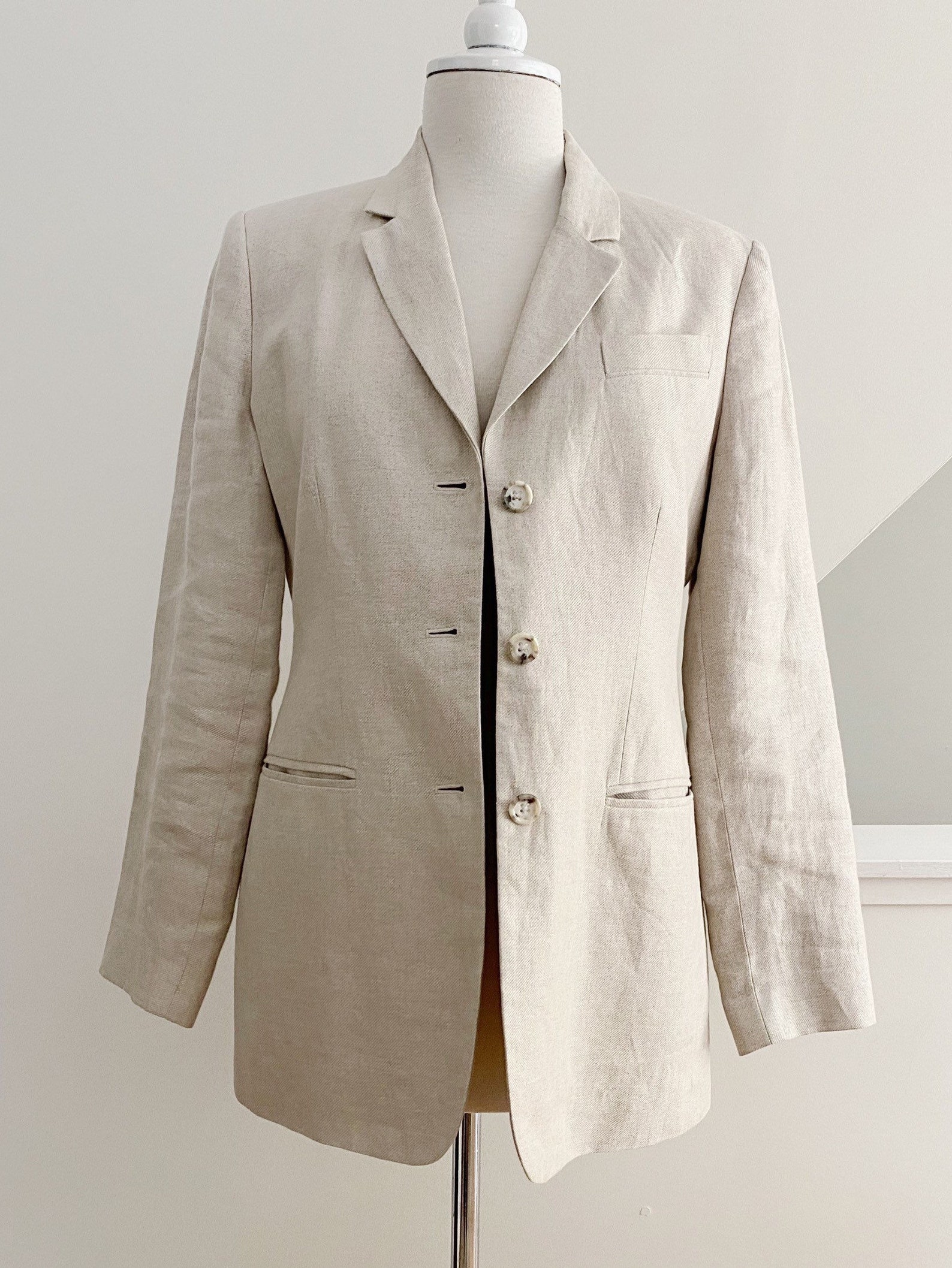 Classic Linen Blazer Beige Linen Blazer Banana Republic Etsy