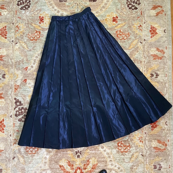 Long Taffeta Skirt, Navy Blue Maxi Skirt