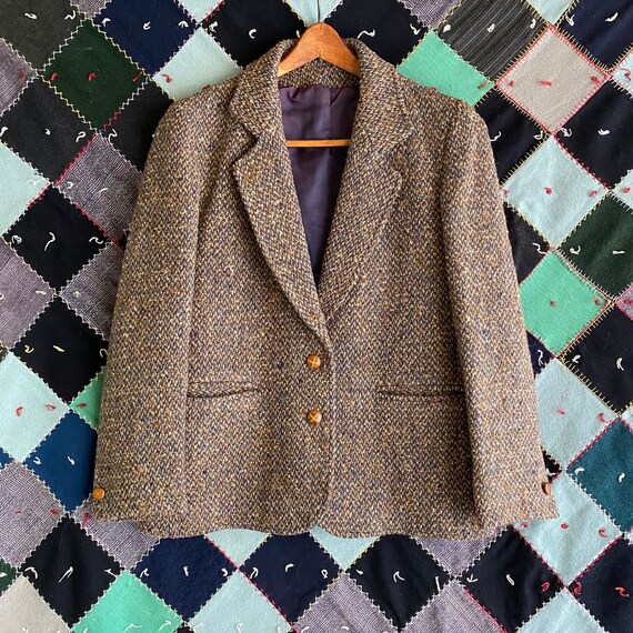 Vintage Tweed Jacket, Irish Wool Classic Blazer