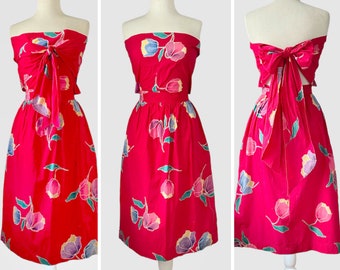Vintage Floral Sundress, Java Wrap Cotton Dress, Floral Print Dress, Sleeveless Dress