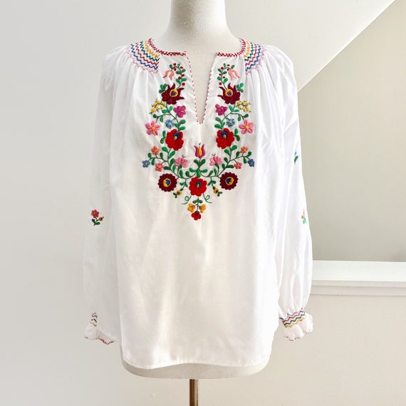 Embroidered Blouse, Folk Peasant Top