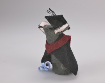 Graduation Mouse. Handmade felt mouse. Congratulations. University mouse. keepsake gift