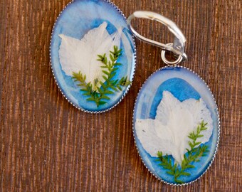 Handmade Pressed Flower Resin Dangle Earrings (Large)