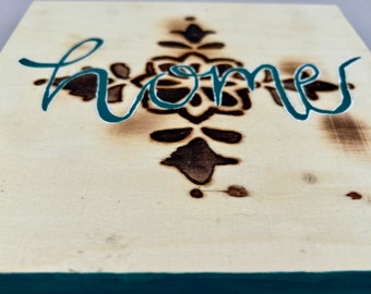 Home wood burned and hand painted wall decor