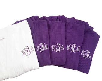 Custom Designed Monogrammed Bathrobes Personalized names, initials, artwork Christmas Gifts Cotton Waffle Robes