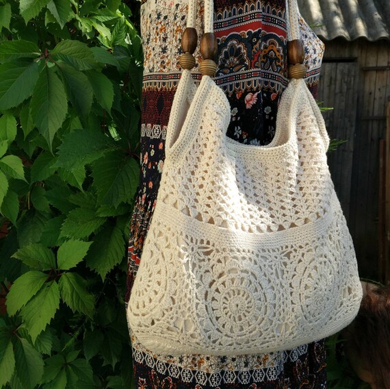 Summer bag for women Crochet tote purse bag Gift dusty rose Crochet natural bag