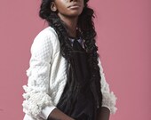 Quilted bomber jacket with artificial flowers