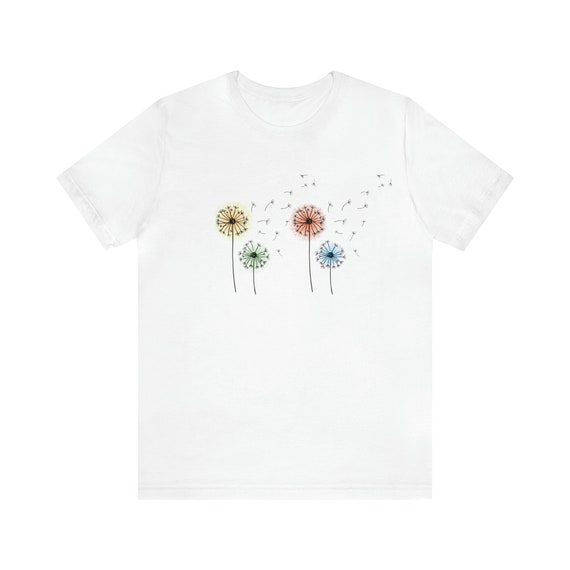 タンポポグラフィックTシャツ：ユニセックスソフトコットンTシャツ