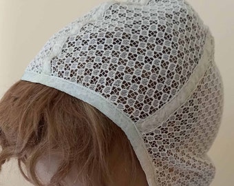 ヴィンテージ私室キャップ-スランバーヘルメット-ヘアキャップ-レースナイトキャップ-Ladye Jayne-1930年代