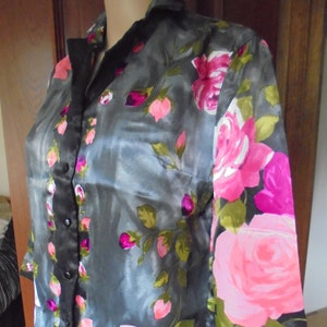 Vintage blouse met M en S-jas-Roses-Tricel, St. Michael, jaren 60-Marks And Spencer