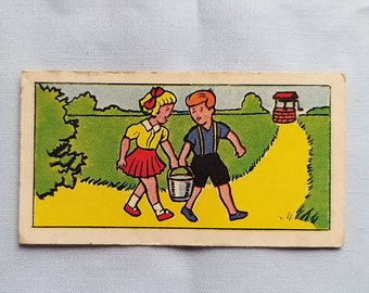 Vintage Bassett Confectionary Trade Card-Sweet Cigarette Card-Nursery Rhymes-Jack And Jill- 1960s-No 10