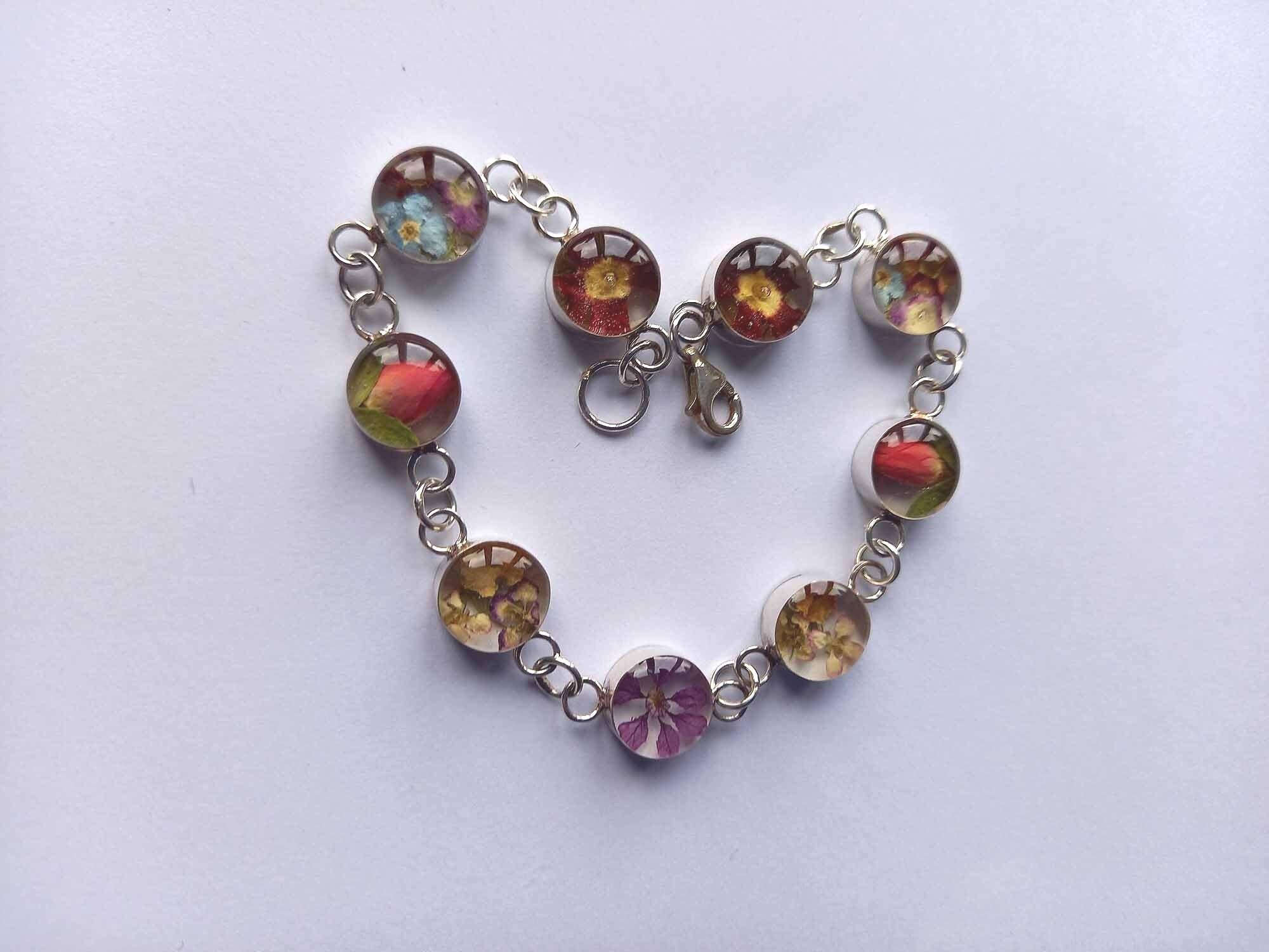 Shrieking Violet Bracciale In Argento Con Fiore Vero | Gioiello Artigianale Regolabile