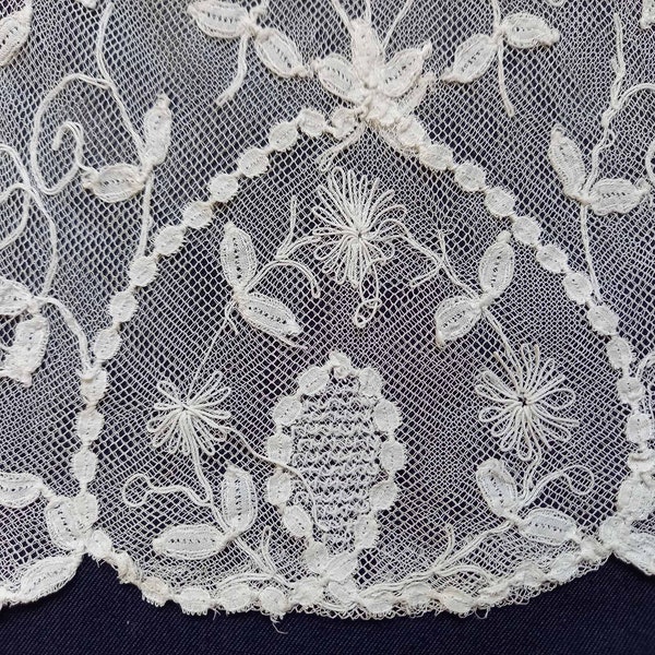 Victorian Hand Embroidered Lace Insert-Embroidered Lace-Needle Lace-Mesh Bodice-Bodice Insert-Modesty Panel-Dress Front-Mixed Lace-Net Lace