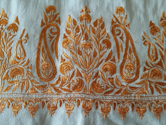 Vintage Indian Pashmina Cashmere Wrap-Hand Embroi… - image 5