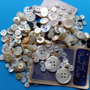 Lot of 300 Vintage Antique MOP Shell- Mother Of Pearl-Natural Shell-Abalone-Sewing Buttons #5