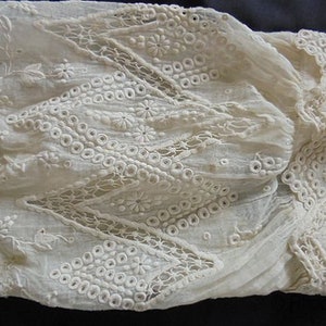 Antique Engageantes-Muslin Sleeves-Whitework Embroidery-Ayrshire Lace-Cutwork-Victorian