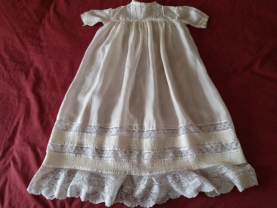 Edwardian Babys Silk and Lace Dress-Christening G… - image 1