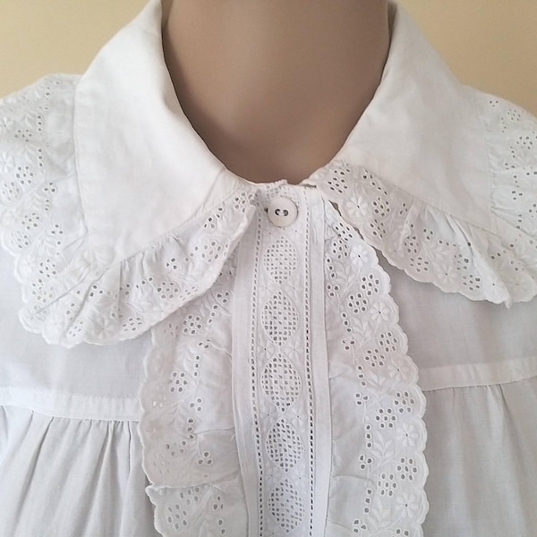 Edwardian Nightgown-Daisy Whitework-Featherwork Broderie Anglaise-Edwardian Raven Department Store Label