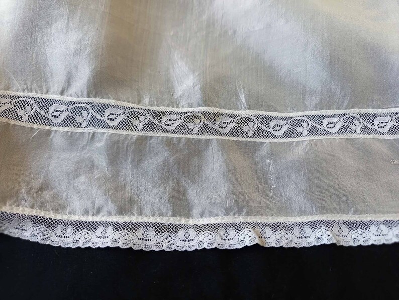 Antique Baby Silk Christening Gown Petticoathandsewnlace Inserts26