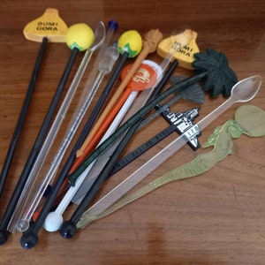 Vintage Cocktail Sticks-Swizzle Sticks-Drink Stirrers-Mixed Lot x 16-Circa 1960s