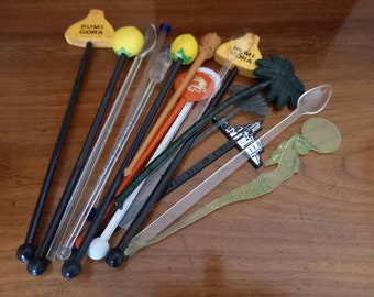 Vintage Cocktail Sticks-Swizzle Sticks-Drink Stirrers-Mixed Lot x 16-Circa 1960s