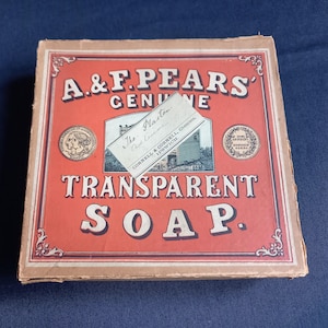 Boîte en carton publicitaire victorienne, savon transparent poires, présentoir de pharmacie - Mandat royal