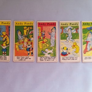 Lote de cartão comercial Primrose Sweet Cigarette-Andy Pandy-1960-No 11, 21, 41, 43, 46 e No 39-APS.1