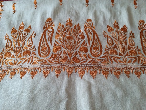 Vintage Indian Pashmina Cashmere Wrap-Hand Embroi… - image 7