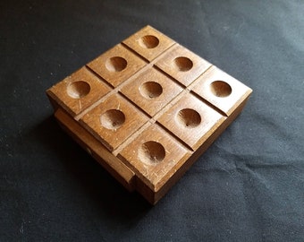 Vintage Nine Holes Board Game-Three Mens Morris-Ancestor of Noughts and Crosses-1900s