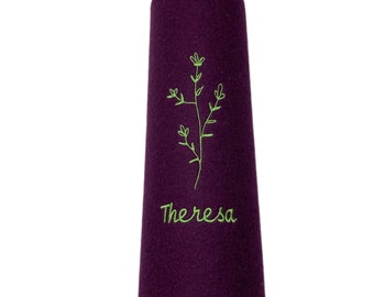 Thermos flask flower, branch embroidered with wool felt cover
