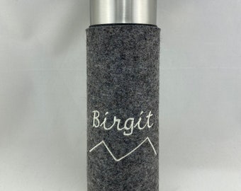 Insulating can with desired name, wool felt sleeve Thermos can with wool felt sleeve embroidered