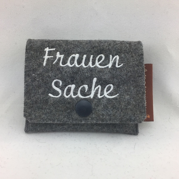 Täschchen Filz, bestickt, Tampon Aufbewahrung, Frauensache, Erdbeerwoche, Filztasche, Tasche, Geschenk Schwester