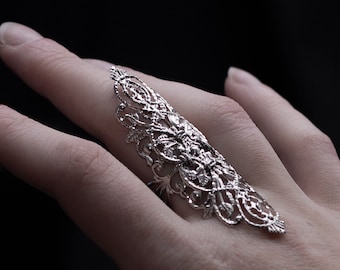 Filigraan statement ring, gotisch sieraad cadeau voor haar, brede ringen "R-09" gotisch horror cadeau, gotisch vampier sieraad Halloween
