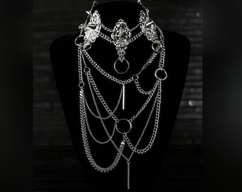 Gothic Choker Set of 2 Necklaces Whimsigothic Jewelry - Gothic Gift For Her Punk Necklace Vampire Jewelry Goth Girl Gifts, Halloween Jewelry