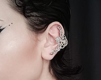 Cuff Earrings Lightweight &quot;Mistral&quot; Gothic Gift For Her, Goth Wedding Jewelry Halloween Elf Earrings Whimsigoth Jewels Vampire Earrings