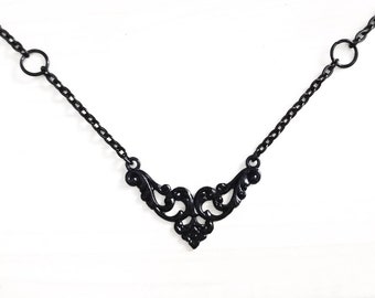 Floral Necklace Victorian Jewels "Amihan" Vampire Jewelry Goth Gift Idea Wedding Jewelry Gothic, Halloween Black Necklace