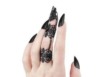 Klauw ring x1 volledige vinger ring "Eleine" gotische cadeau idee raar Halloween sieraden cadeau voor haar Goth ringen vampier nagels Halloween