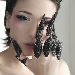 Gothic Claw Rings, Full Finger Claws Midi Ring &quot;STOKKSNES&quot; Vampire Jewelry Gothic Wedding, Girlfriend Gift Idea Goth Halloween Costume