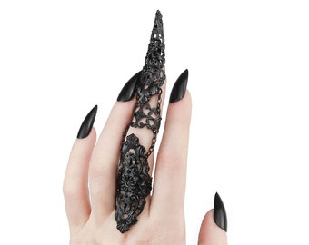 Double Ring Set x1 Full Finger Claw "Rake" Claw Ring Vampire Jewelry, Gothic Wedding, Halloween Nails Vampire, Full Finger Ring Witch