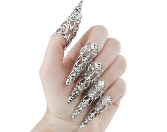 Griffes d’ongles d’Halloween « Katrin » Anneaux de griffes Idées cadeaux gothiques Bijoux de mariage Goth, Bijoux d’ongles de vampire Ongles de sorcière d’Halloween