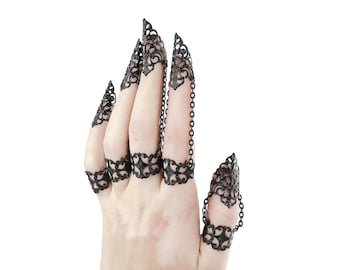 Nail Rings Finger Claws "Kyra" Bridesmaid Gift Goth Horror Jewelry Gothic Birthday Gift, Halloween Party Jewelry Witch Gift Idea Vampire