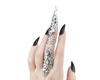 Double Ring Set x1 Full Finger Claw « Rake » Claw Ring Vampire Jewelry, Mariage gothique, Halloween Nails Vampire, Full Finger Ring Witch