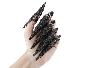 Extra Long Nail Claws "Rosaria" Claw Ring Gothic Nail Jewelry Fingertip Ring Gothic Claws