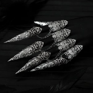 Claw Rings Full Finger &quot;Kona&quot; Drag Queen Ring Finger Claws Goth Nail Jewelry Gift For Her Gothic Ring Halloween Jewelry